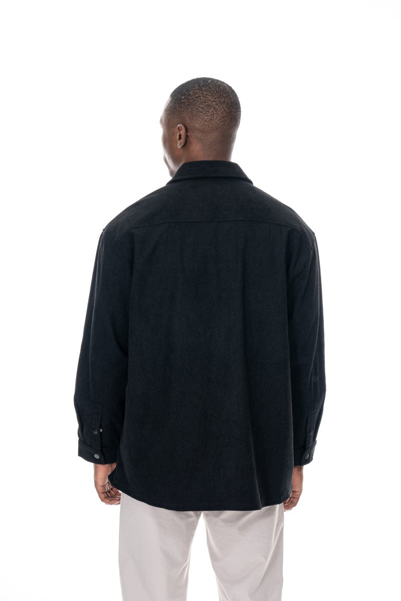 جاكيت بقصة مريحة ونقشة مميزة - أسود