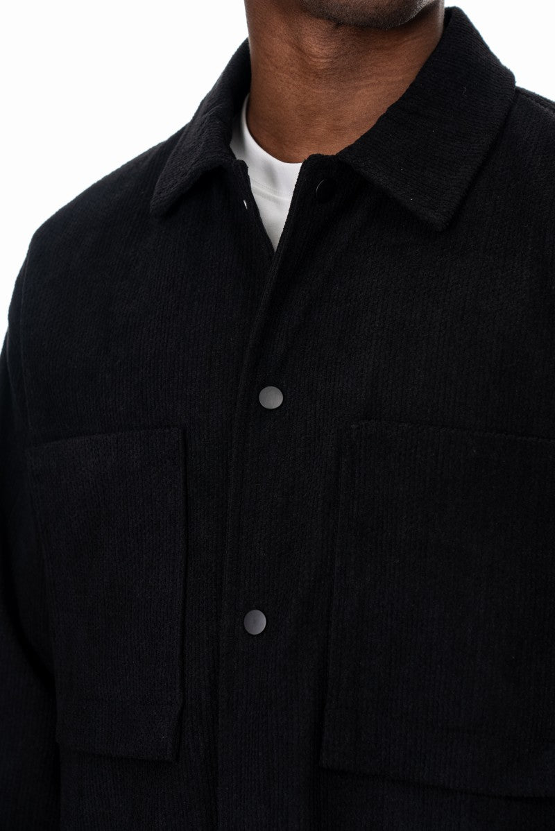 جاكيت بقصة مريحة ونقشة مميزة - أسود