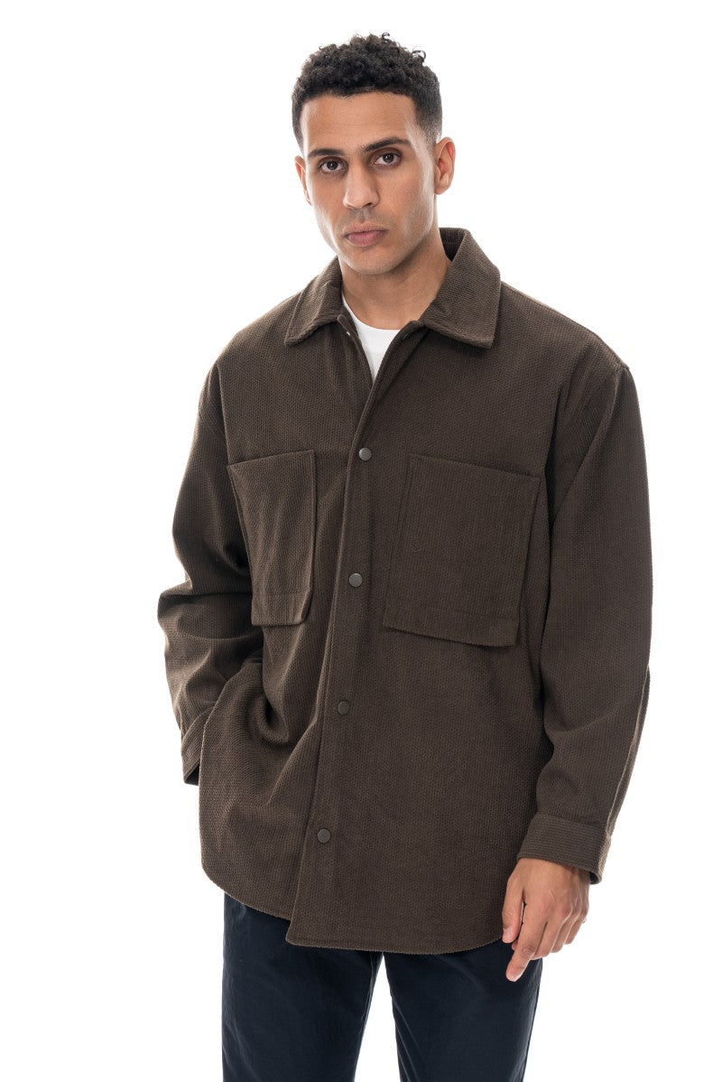 جاكيت مريح بقصة مريحة - بني