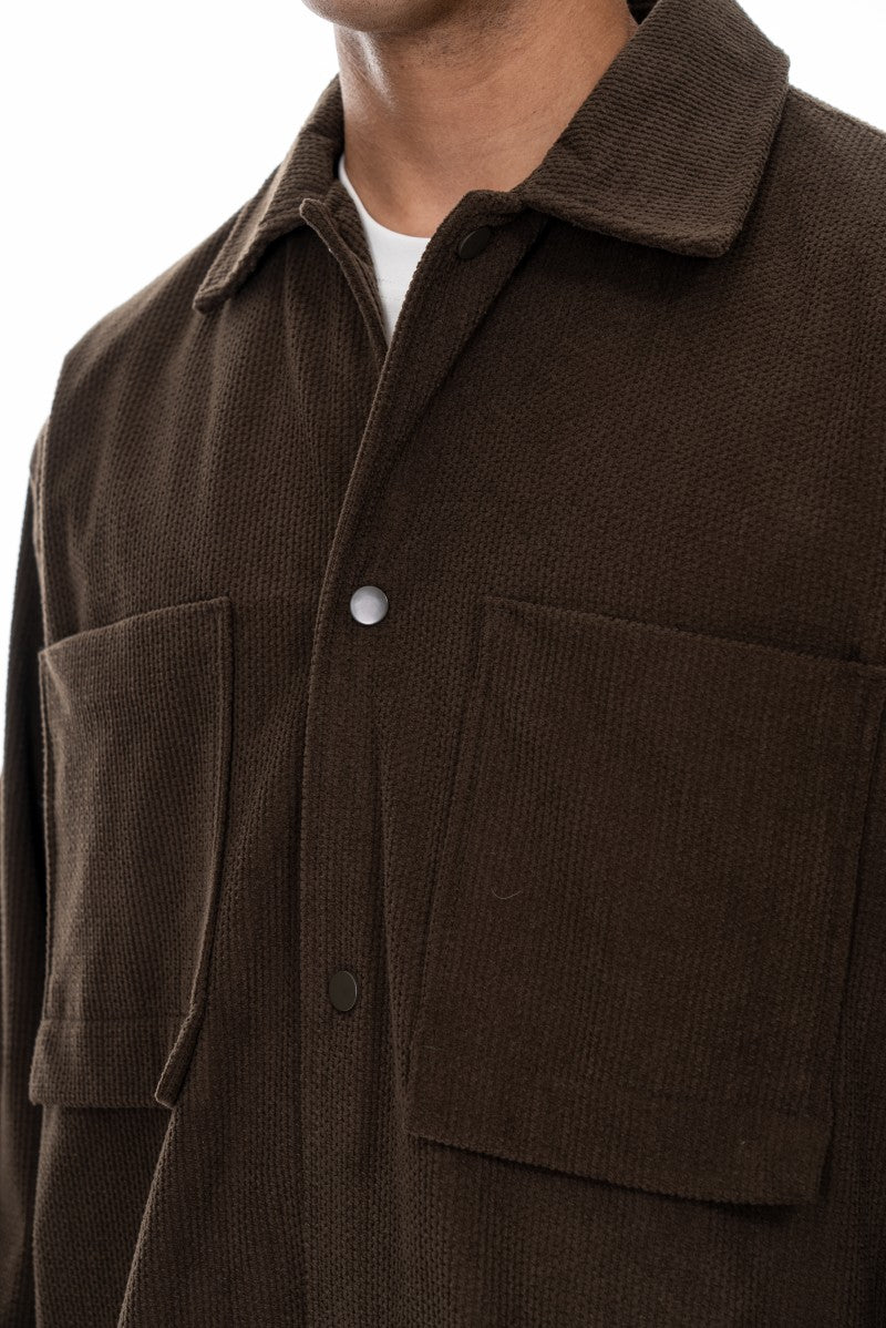 جاكيت مريح بقصة مريحة - بني