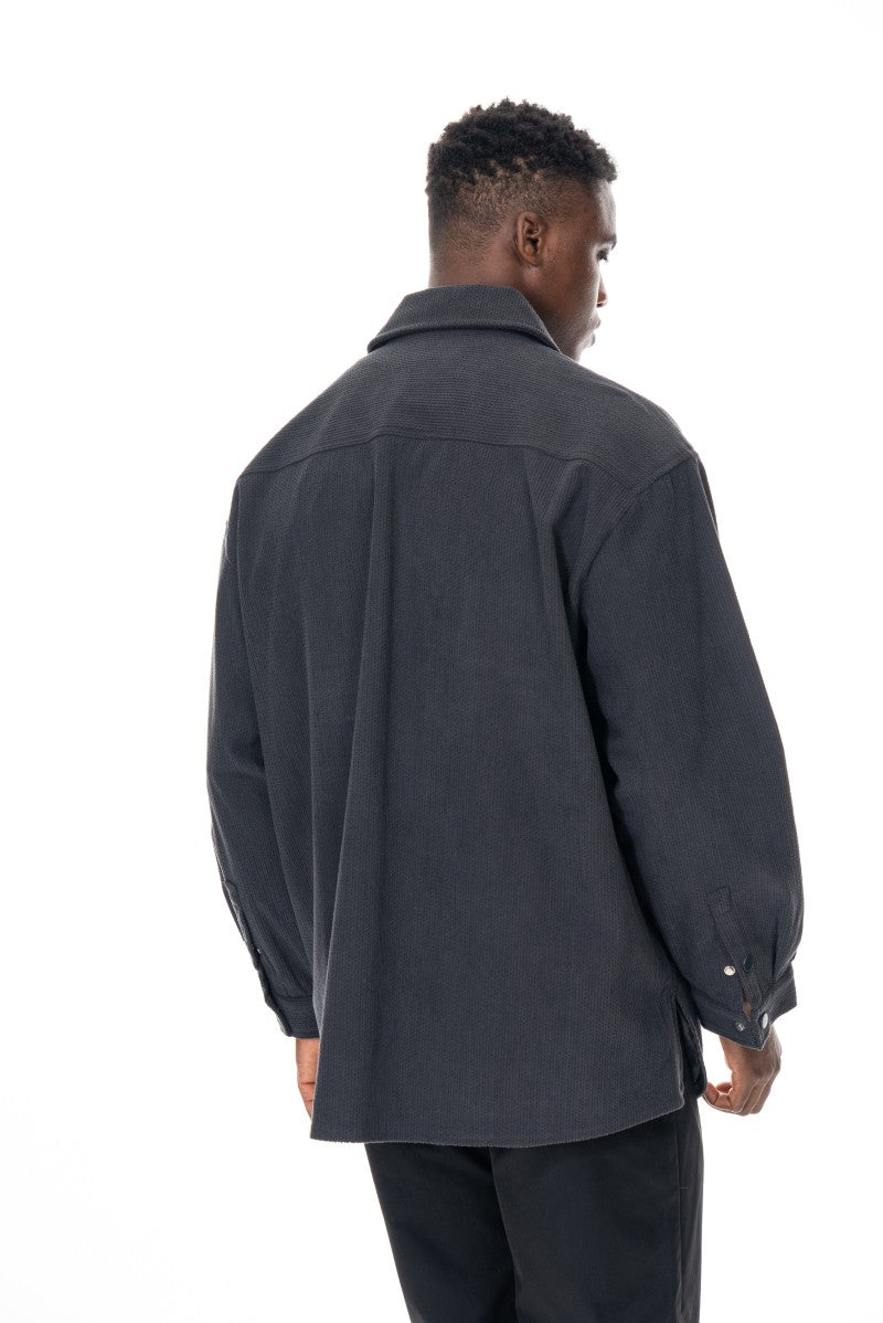 جاكيت مريح بقصة مريحة - رمادي داكن