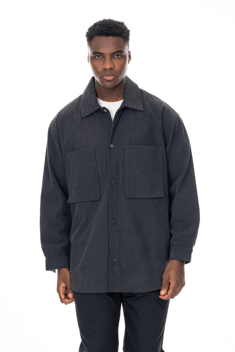 جاكيت مريح بقصة مريحة - رمادي داكن