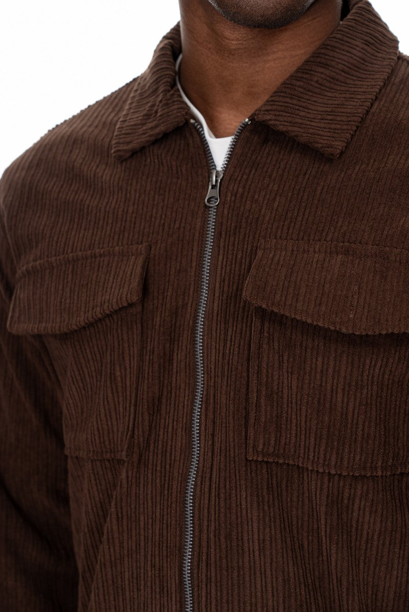 جاكيت مخملي بقصة مريحة - بني