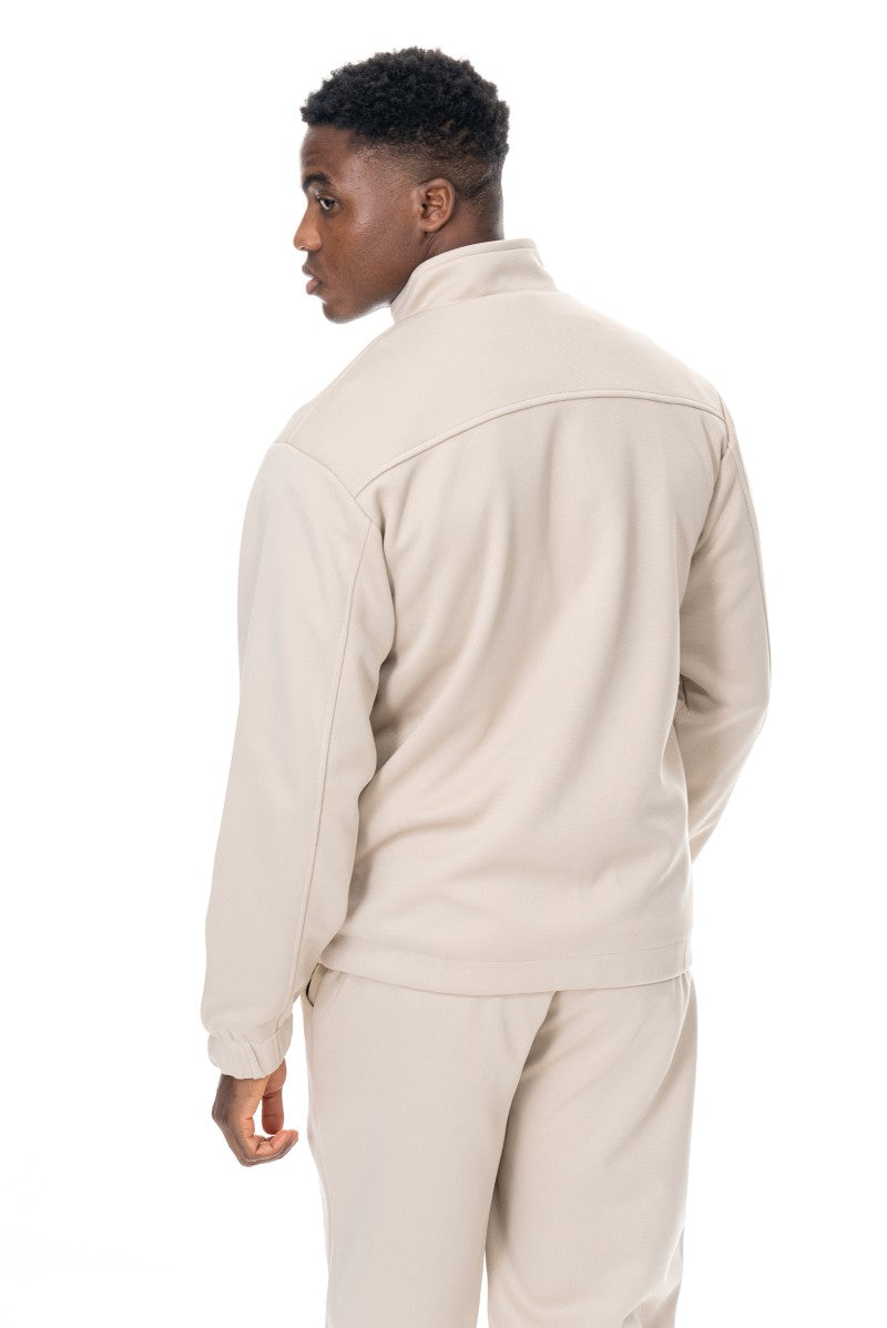 جاكيت رياضي بسحاب أمامي وقصة مريحة - بيج