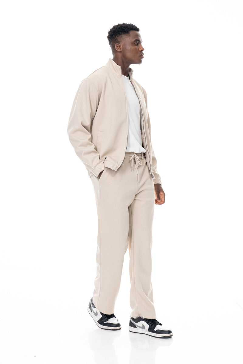 جاكيت رياضي بسحاب أمامي وقصة مريحة - بيج