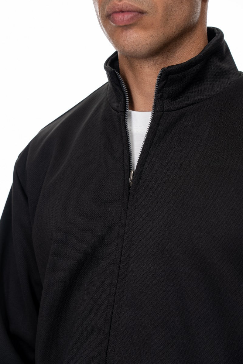جاكيت رياضي بسحاب أمامي بقصة مريحة - أسود