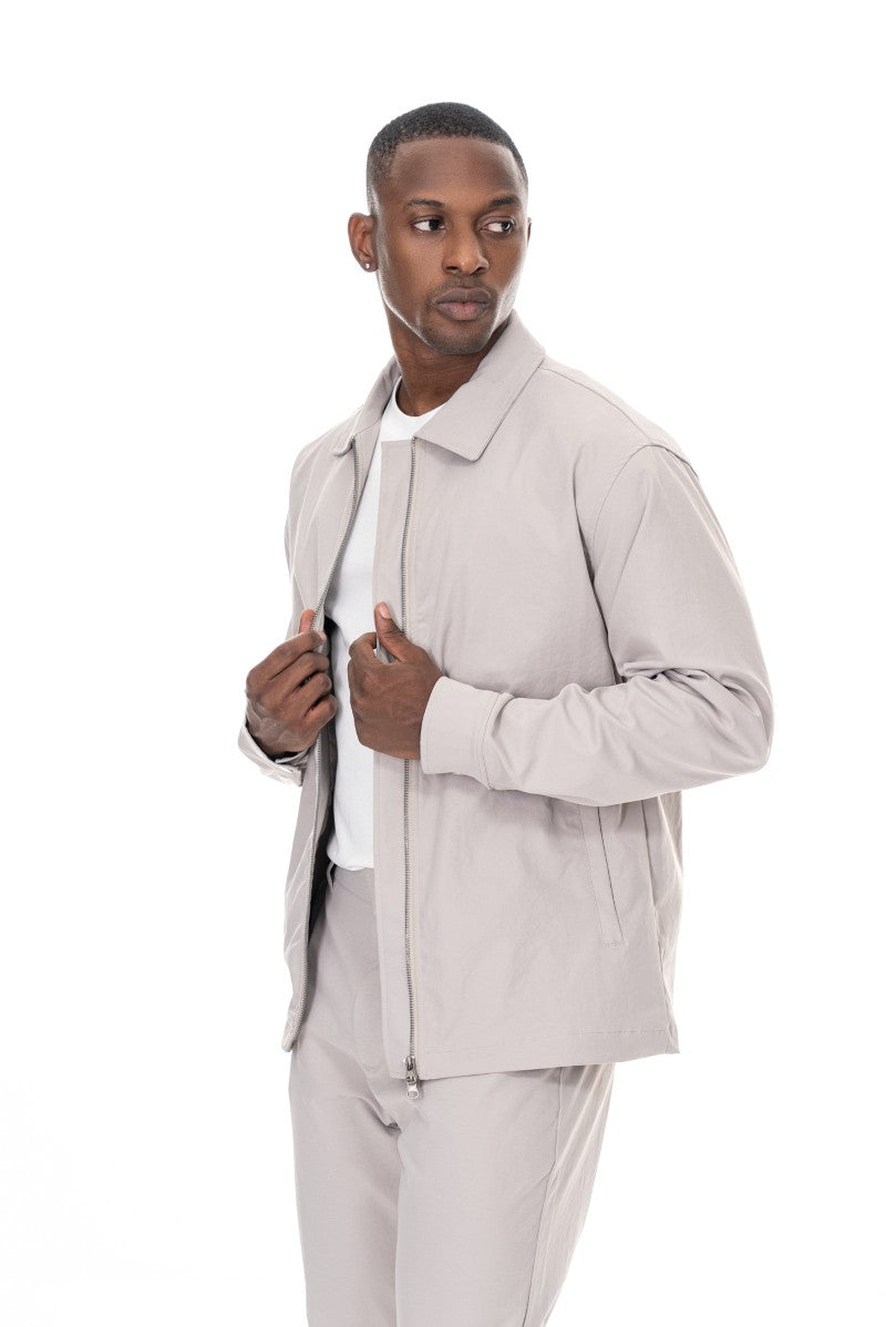 جاكيت بسحاب أمامي وقصة عادية - بيج