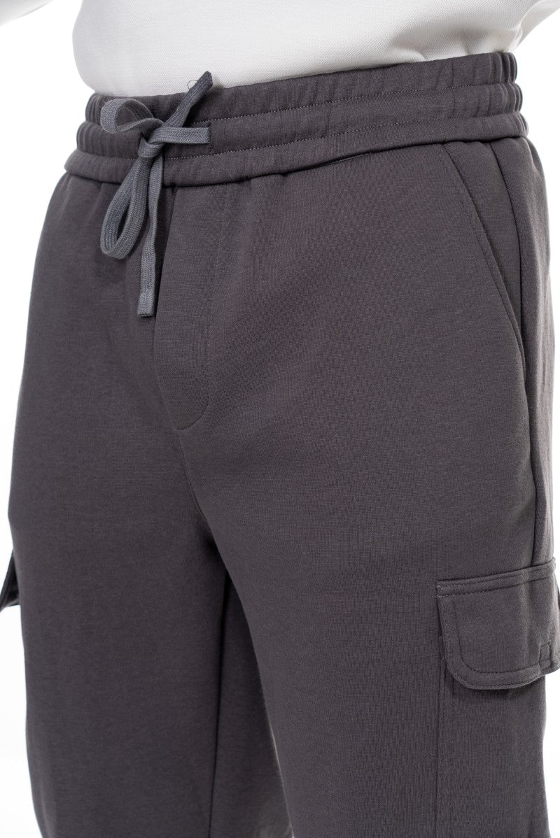 بنطال رياضي قطني مريح - رمادي داكن