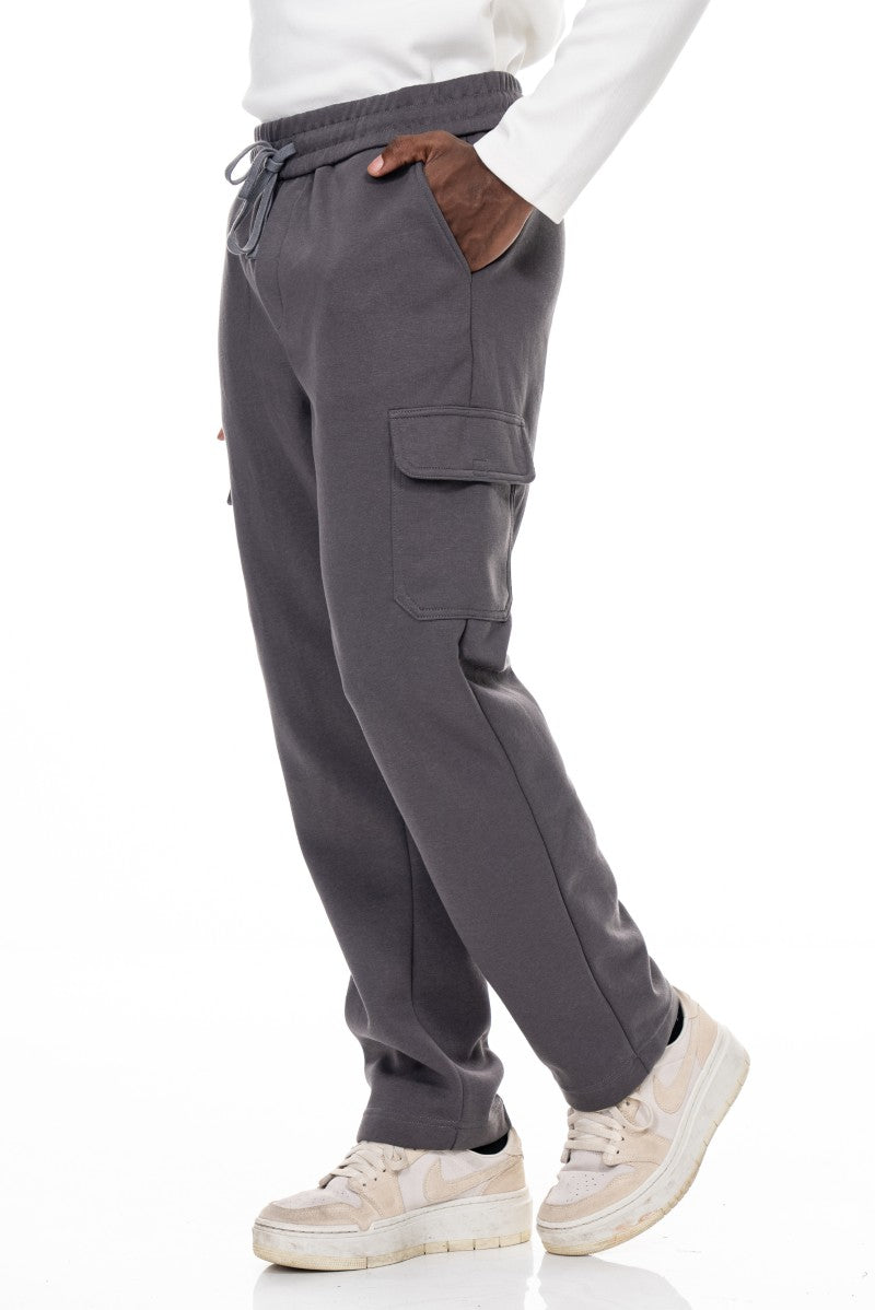 بنطال رياضي قطني مريح - رمادي داكن