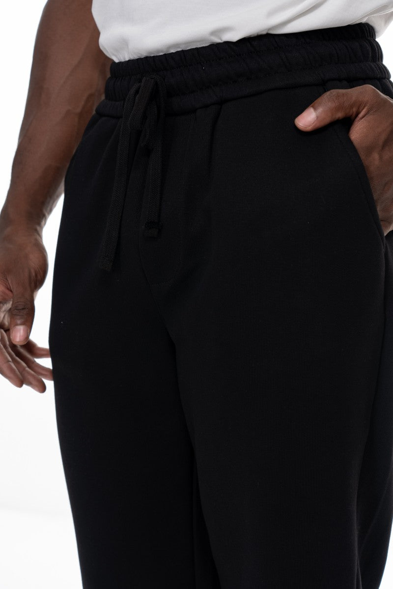 بنطال رياضي قطني مريح - أسود