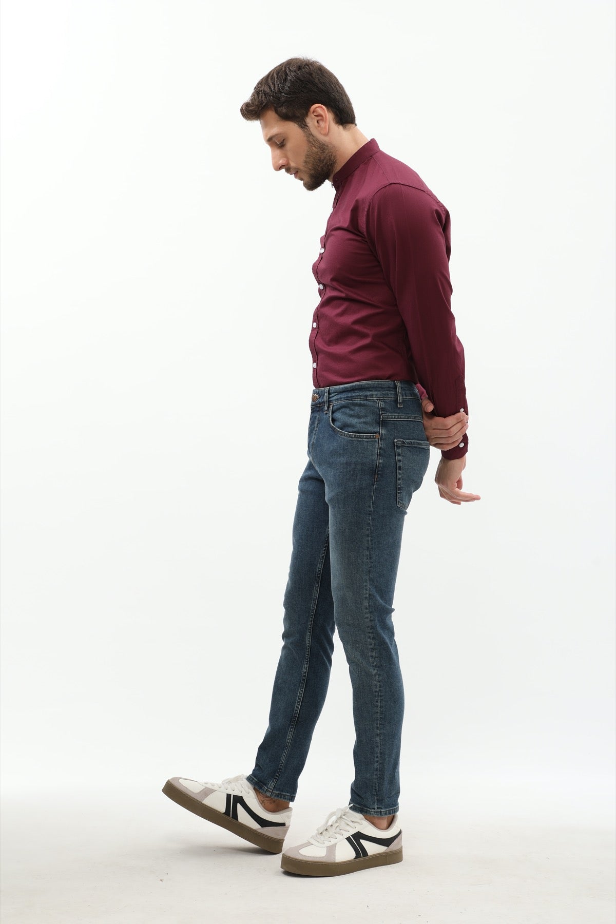 جينز Slim Fit من JEANSPRO - لون أزرق رمادي