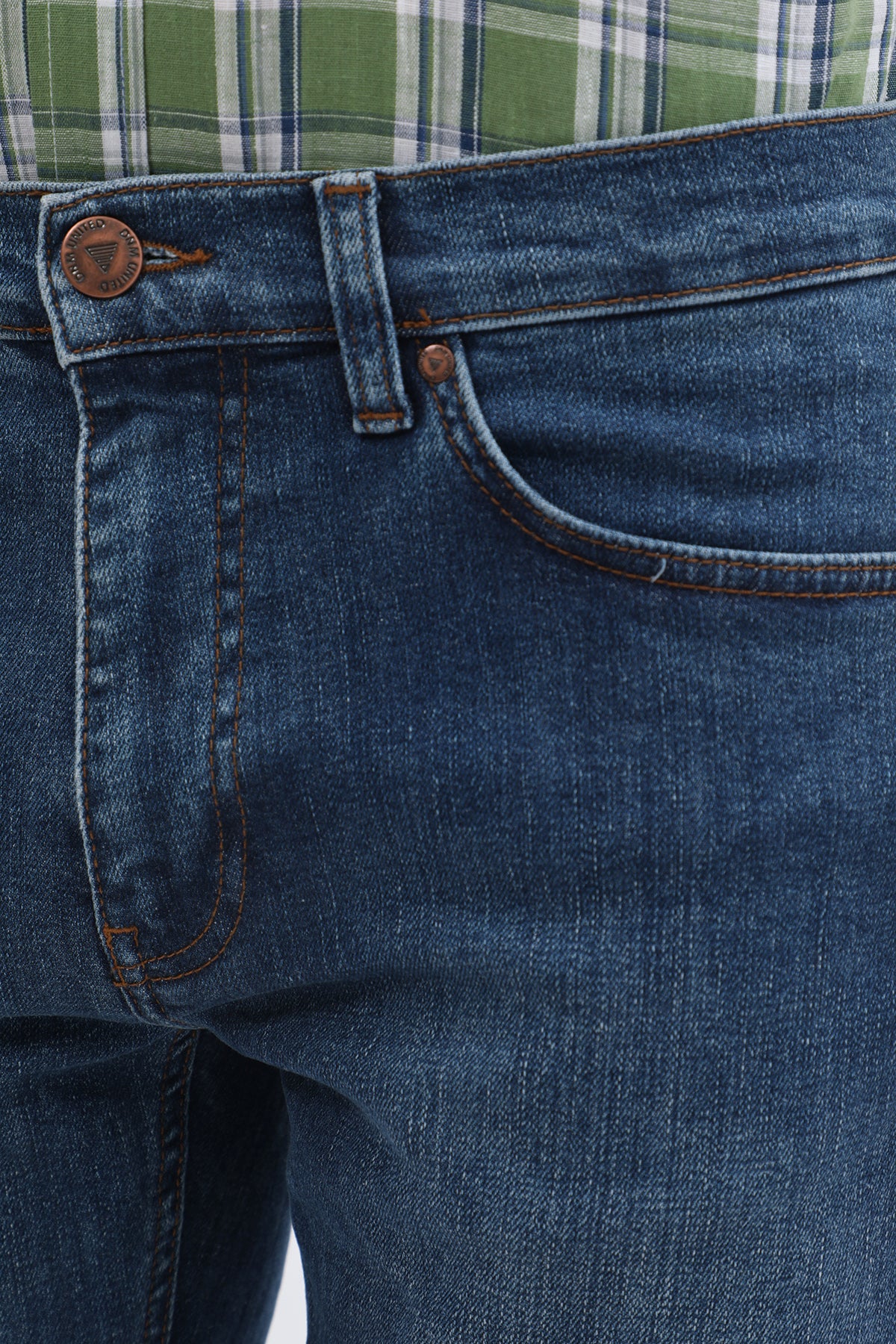 DNM UNITED Boyfriend Slim Fit Jeans - Mid-Wash Blue