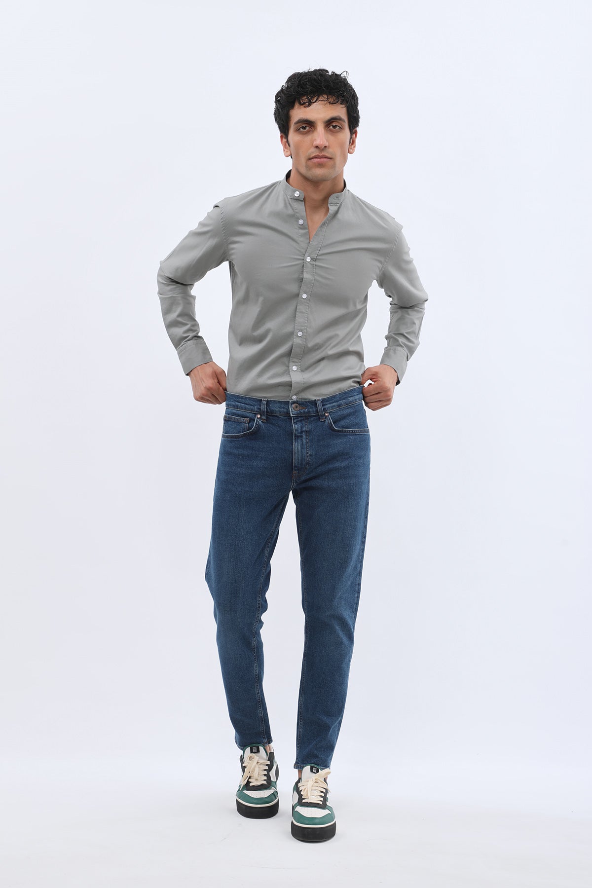 جينز Boyfriend Slim Fit من JEANSPRO - لون أزرق عتيق