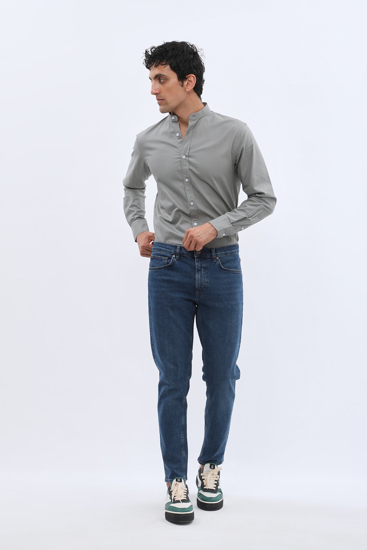 جينز Boyfriend Slim Fit من JEANSPRO - لون أزرق عتيق