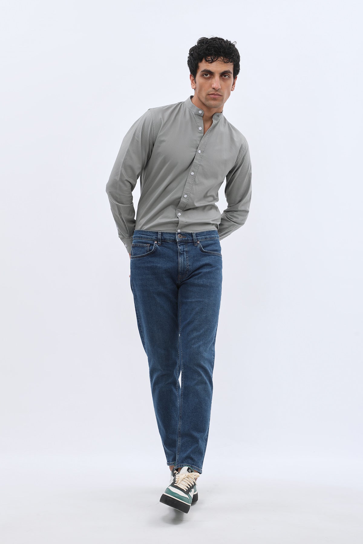 جينز Boyfriend Slim Fit من JEANSPRO - لون أزرق عتيق