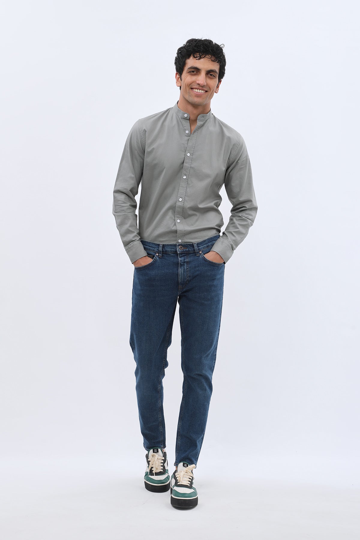 جينز Boyfriend Slim Fit من JEANSPRO - لون أزرق عتيق