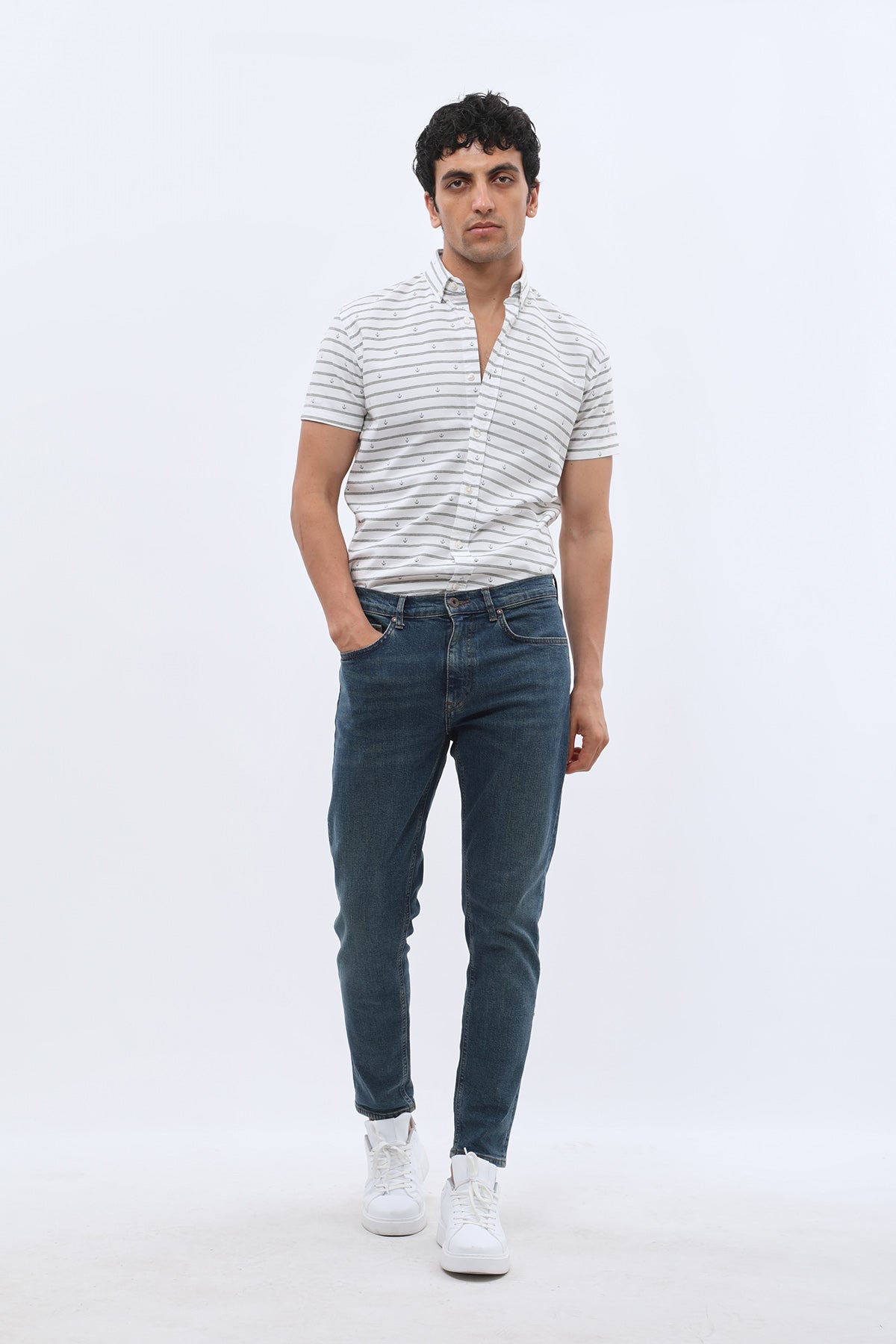 جينز Boyfriend Slim Fit من JEANSPRO - لون كحلي عتيق