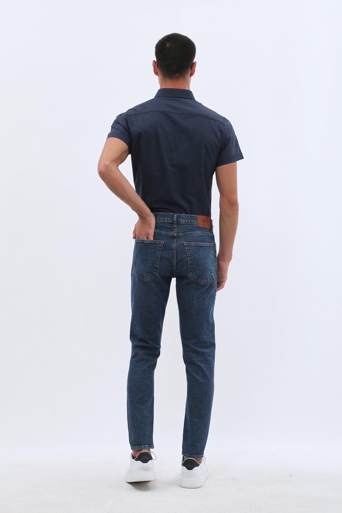 جينز Boyfriend Slim Fit من JEANSPRO - لون أزرق غامق