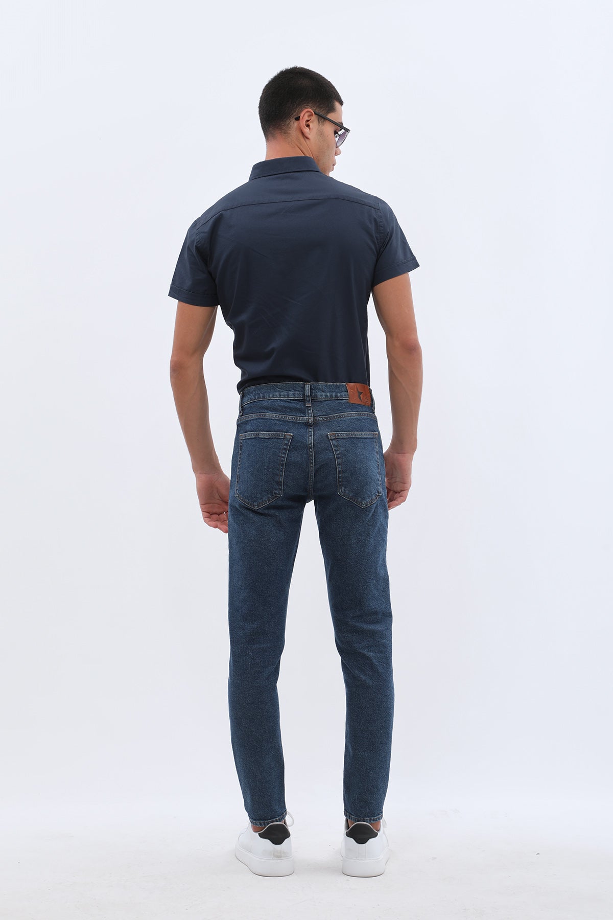 جينز Boyfriend Slim Fit من JEANSPRO - لون أزرق غامق