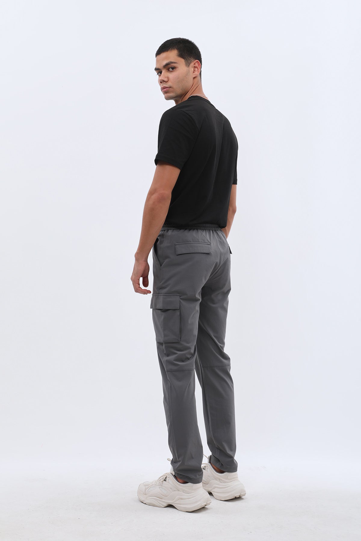 بنطلون كارجو بتصميم مرن من JEANSPRO - لون رمادي غامق