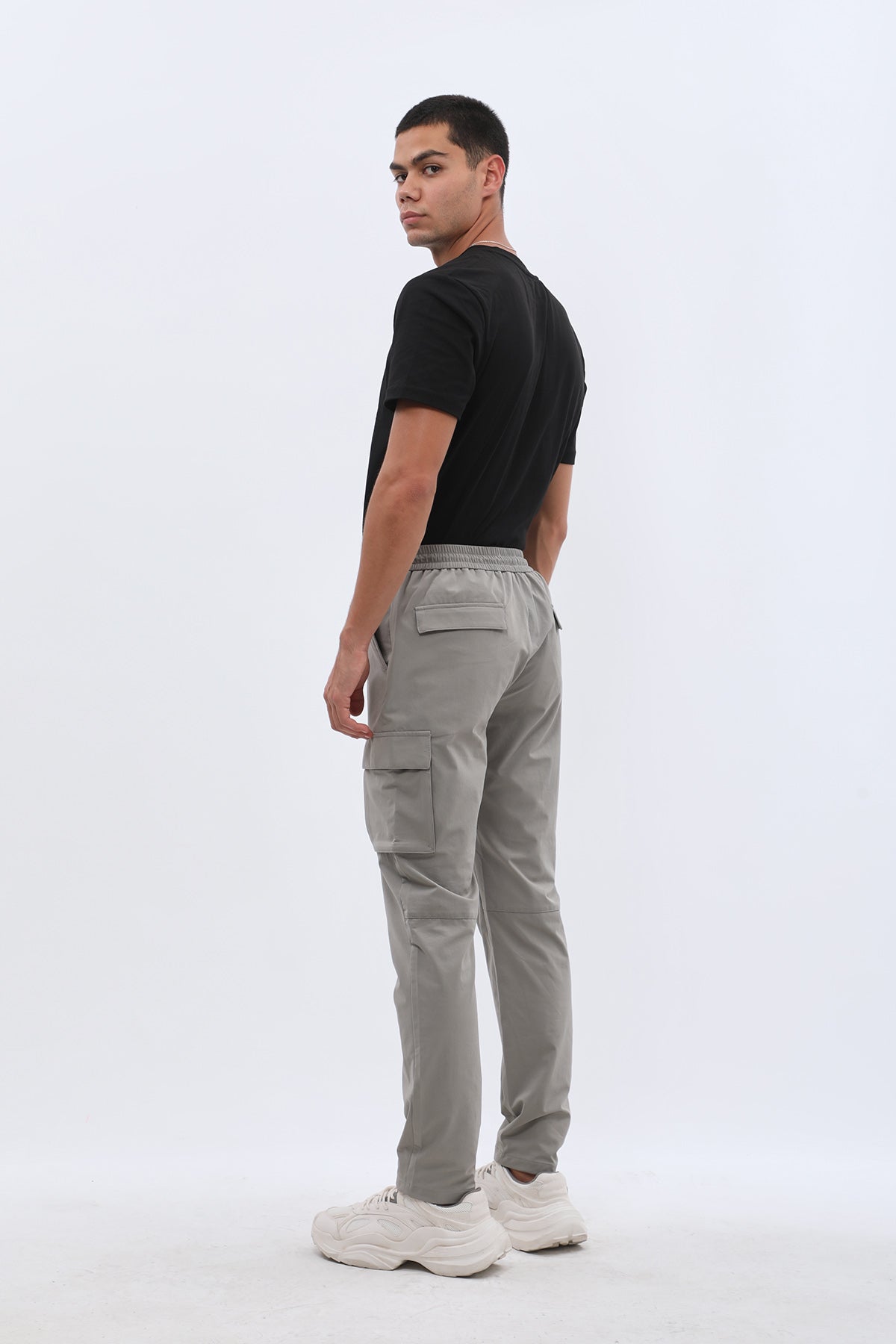 بنطلون كارجو بتصميم مرن من JEANSPRO - لون رمادي