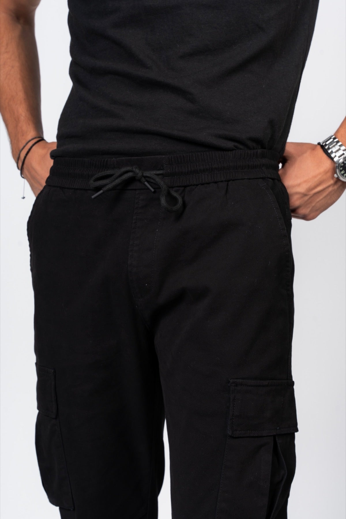 بنطلون كارجو قطن بتصميم كلاسيكي من JEANSPRO – لون أسود