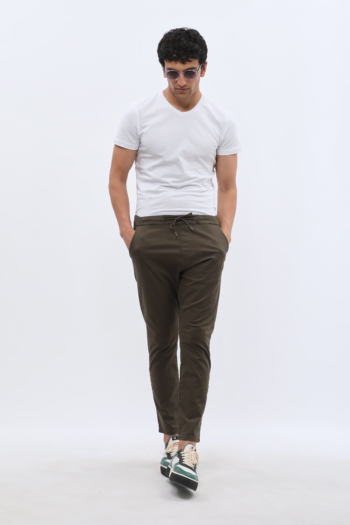 بنطلون جوجر قطني من JEANSPRO - لون كاكي