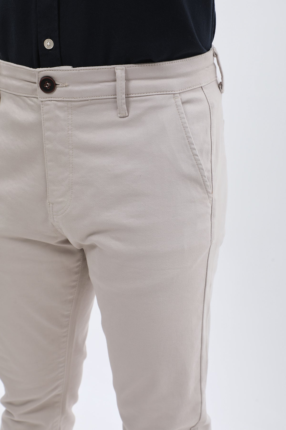 بنطلون كتان Slim Fit من JEANSPRO - لون حجري