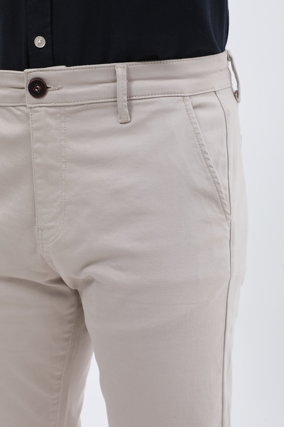 بنطلون كتان Slim Fit من JEANSPRO - لون حجري