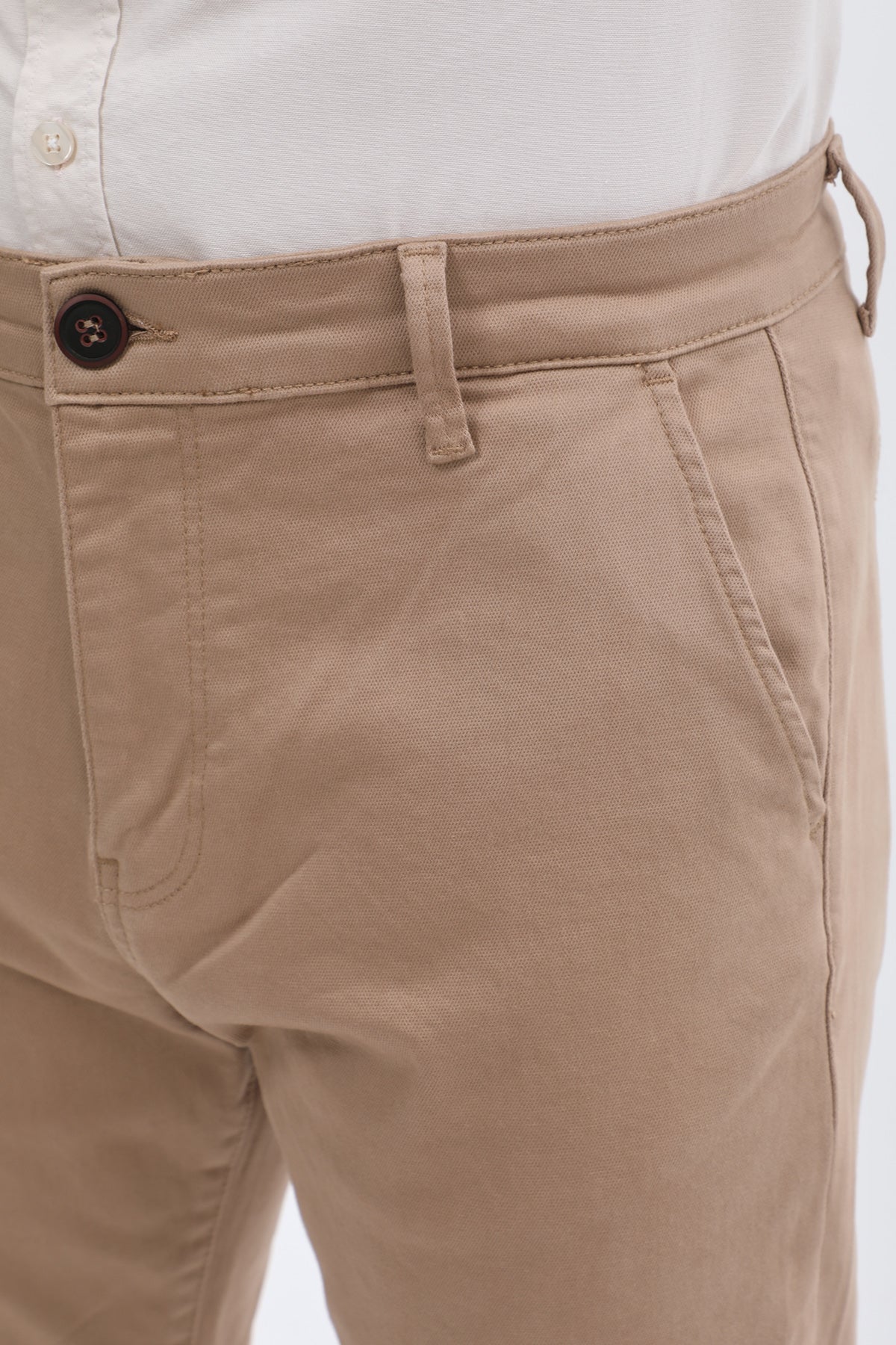 بنطلون كتان Slim Fit من JEANSPRO - لون رملي