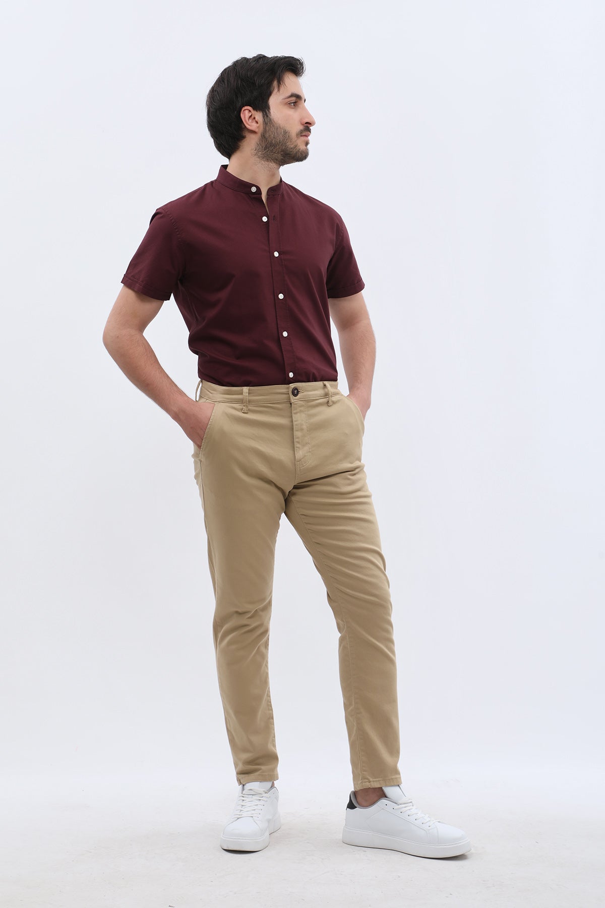 بنطلون كتان Slim Fit من JEANSPRO - لون خردلي