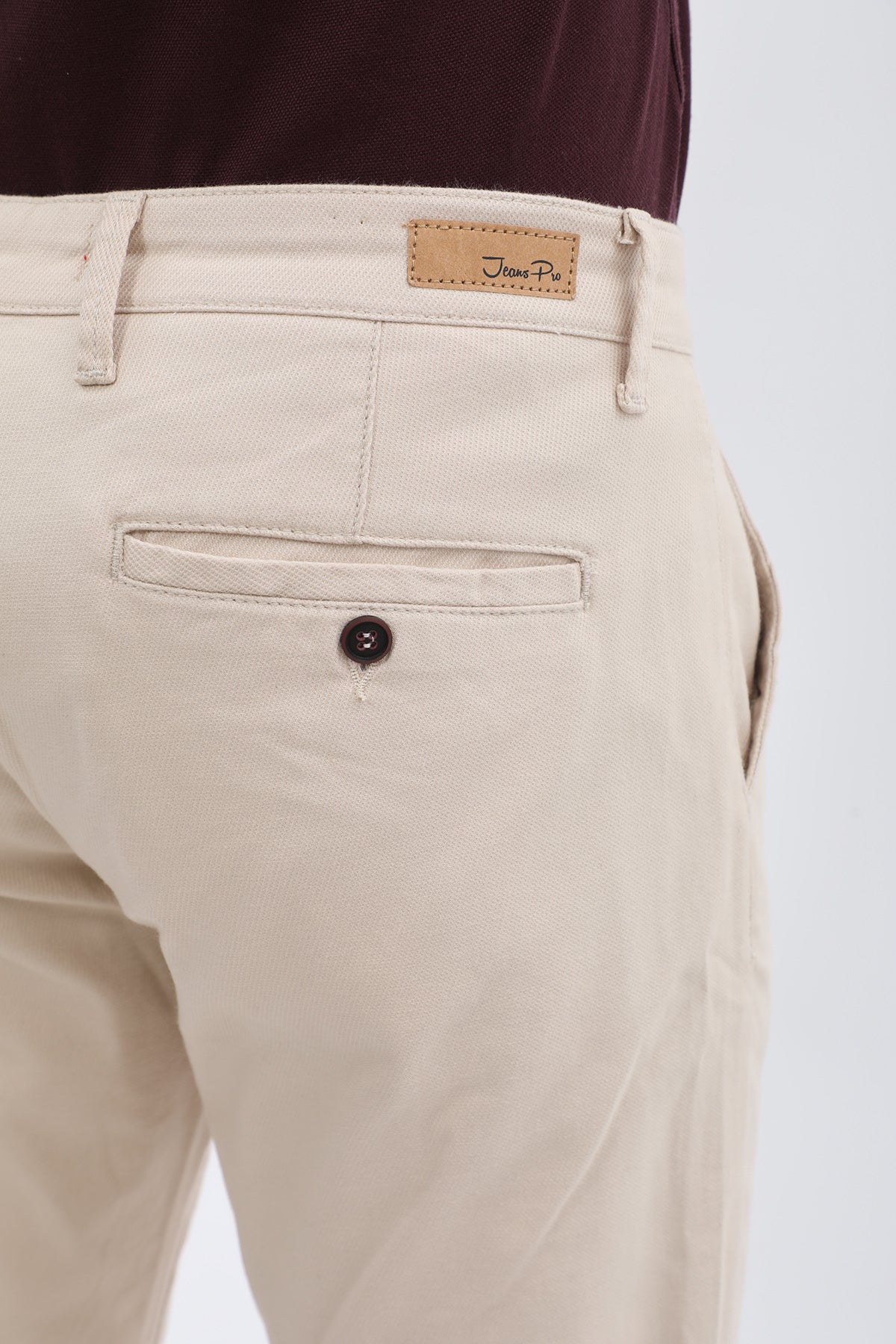 بنطلون كتان Slim Fit من JEANSPRO - لون كريمي