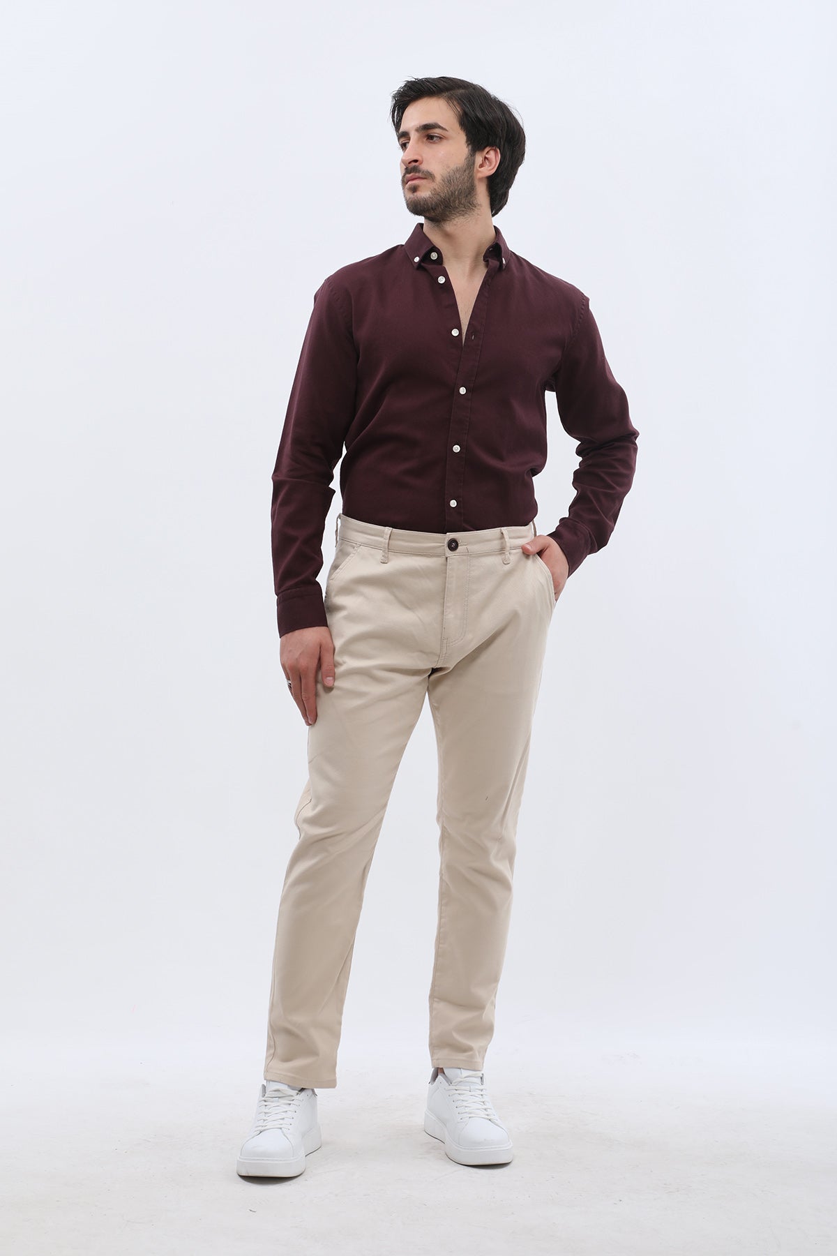 JEANSPRO Cotton Slim Fit Chino Pants - Cream