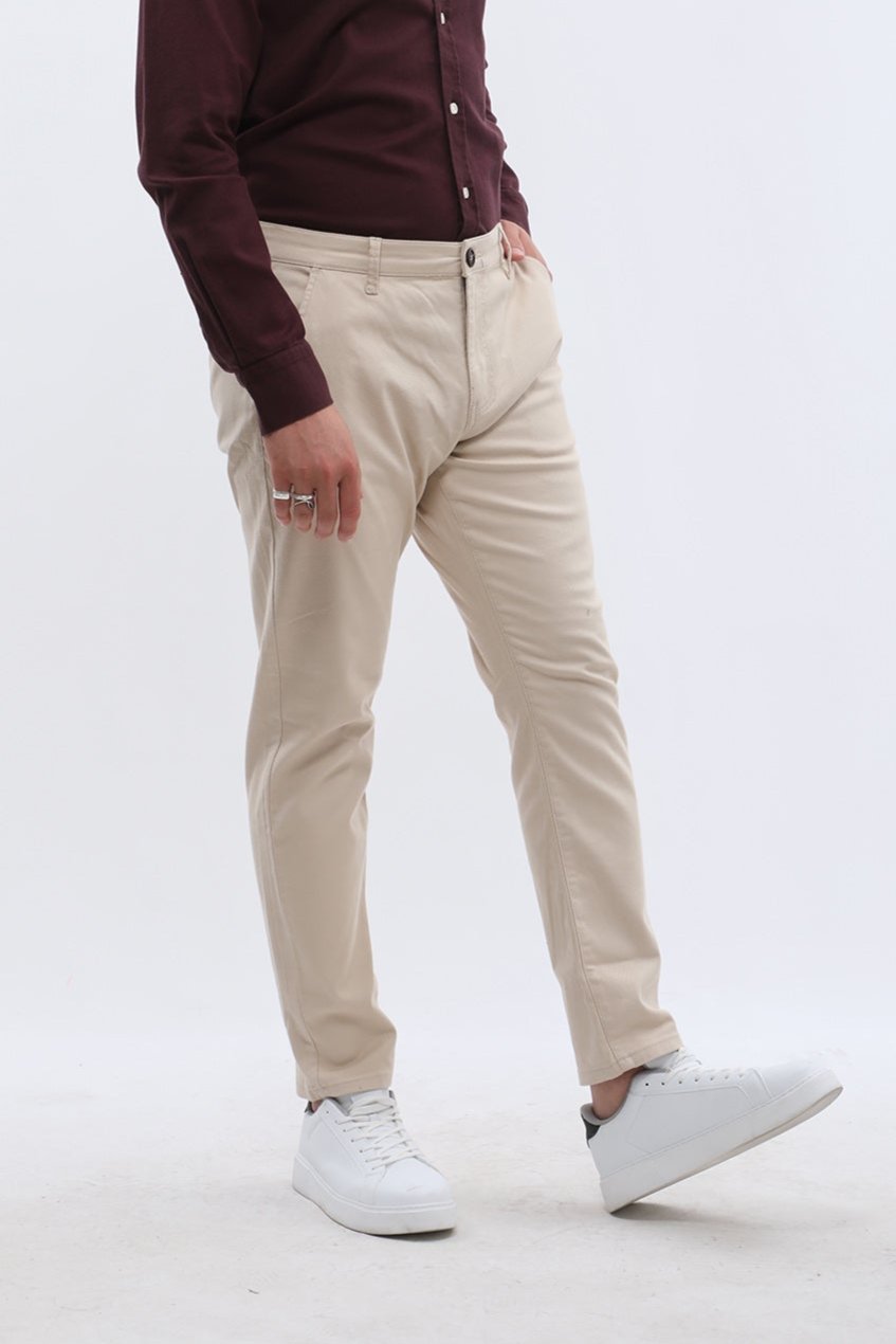JEANSPRO Cotton Slim Fit Chino Pants - Cream
