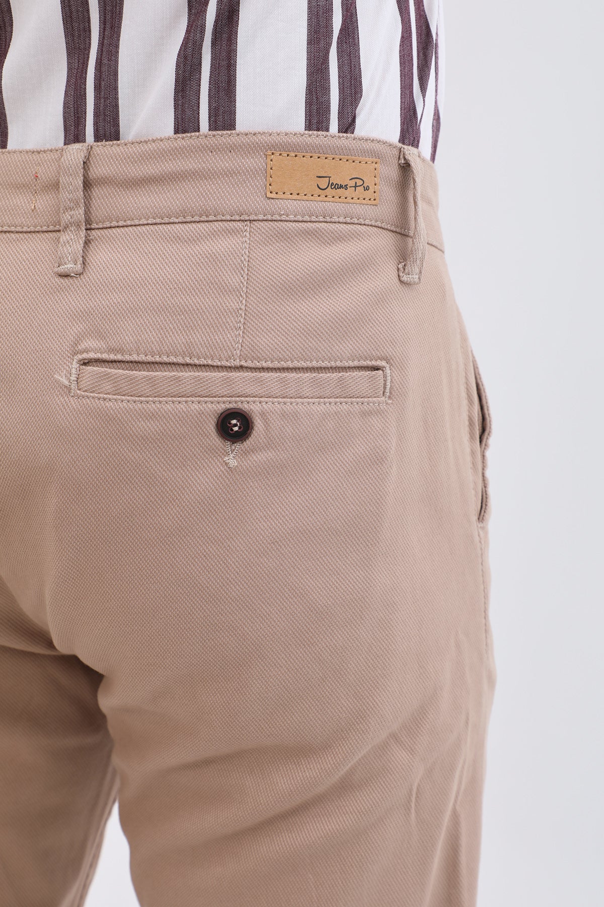 بنطلون كتان Slim Fit من JEANSPRO - لون رملي