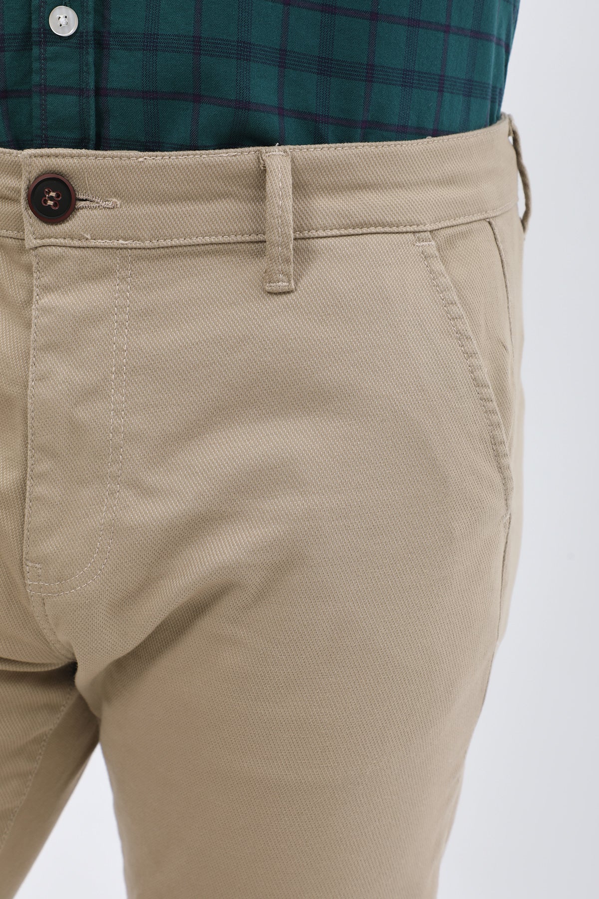 بنطلون كتان Slim Fit من JEANSPRO - لون خردلي