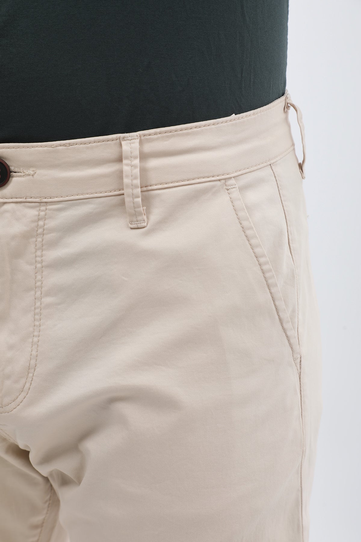 بنطلون كتان Slim Fit من JEANSPRO - لون كريمي