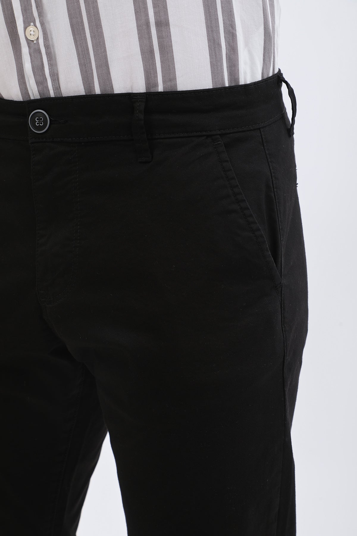 بنطلون كتان Slim Fit من JEANSPRO - لون أسود