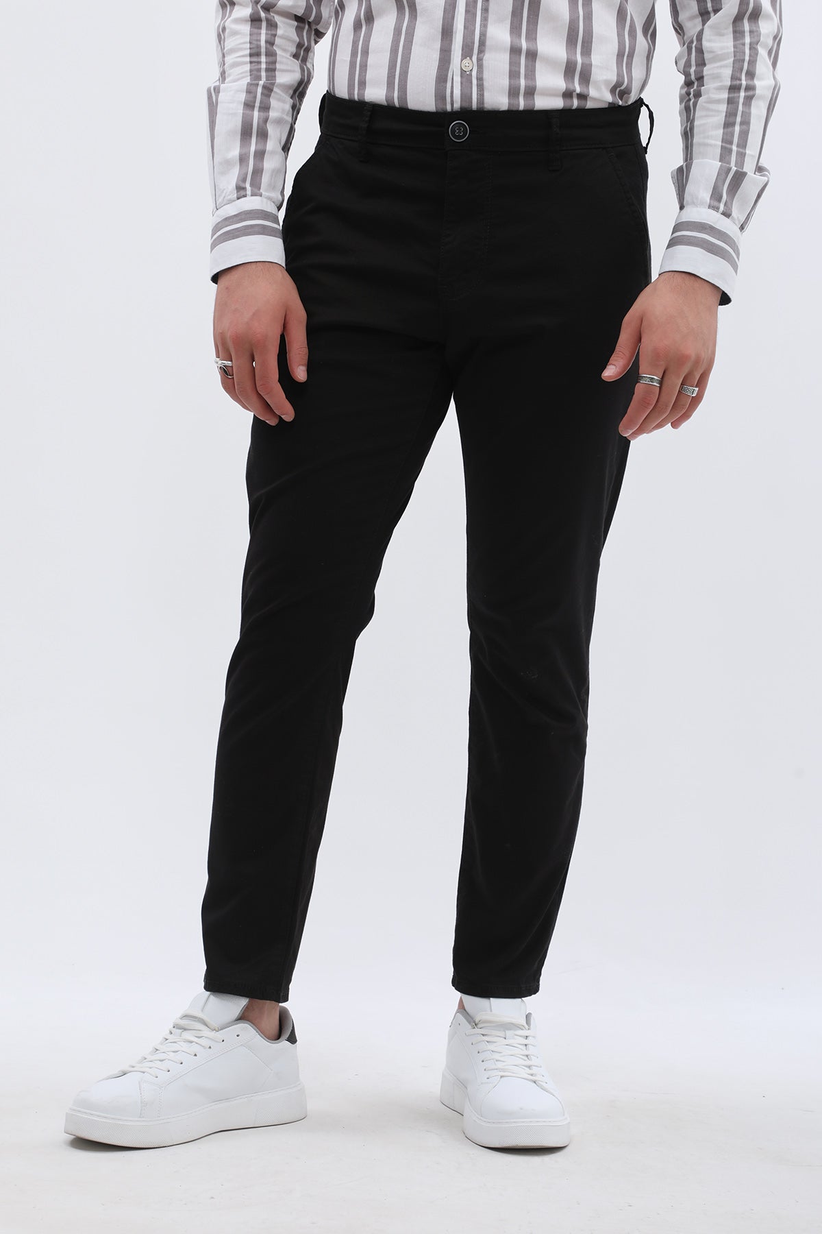 بنطلون كتان Slim Fit من JEANSPRO - لون أسود