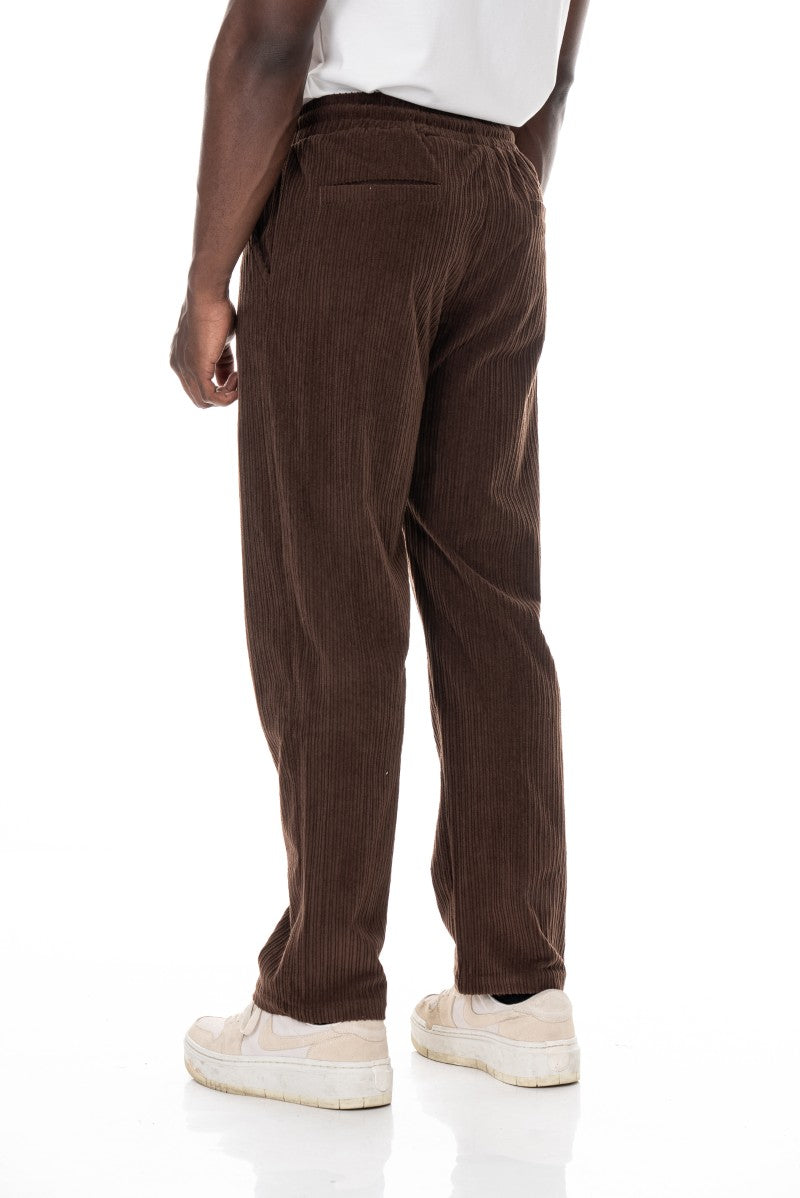 بنطال رياضي مريح من قماش الكوردروي - بني