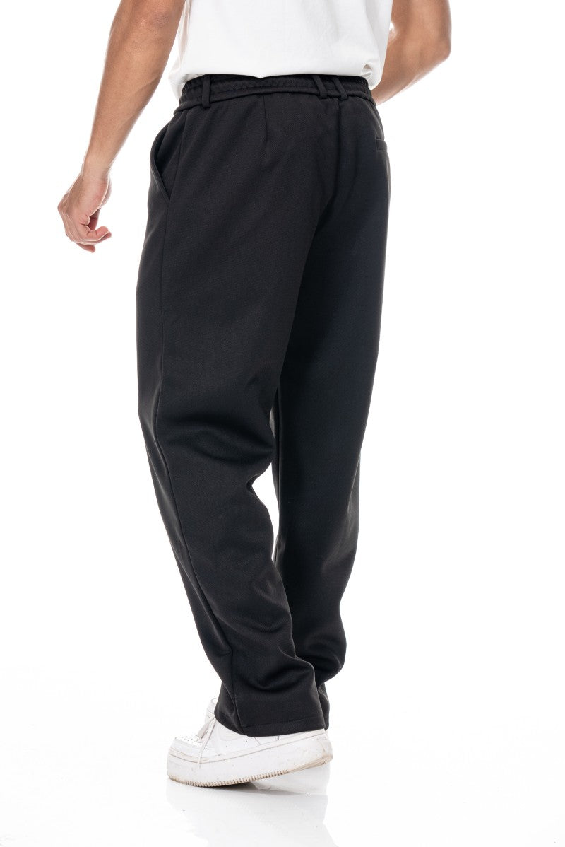 بنطال برباط بقصة مريحة - أسود