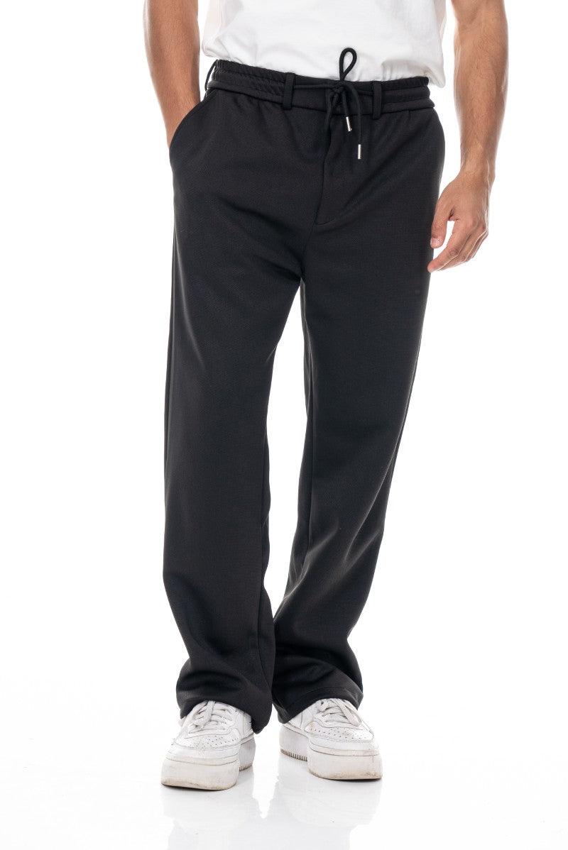 بنطال برباط بقصة مريحة - أسود