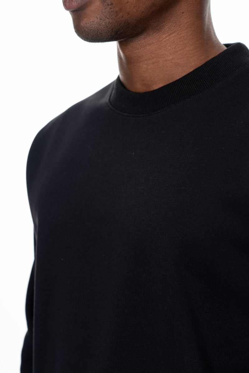 سويت شيرت قطني أساسي - أسود