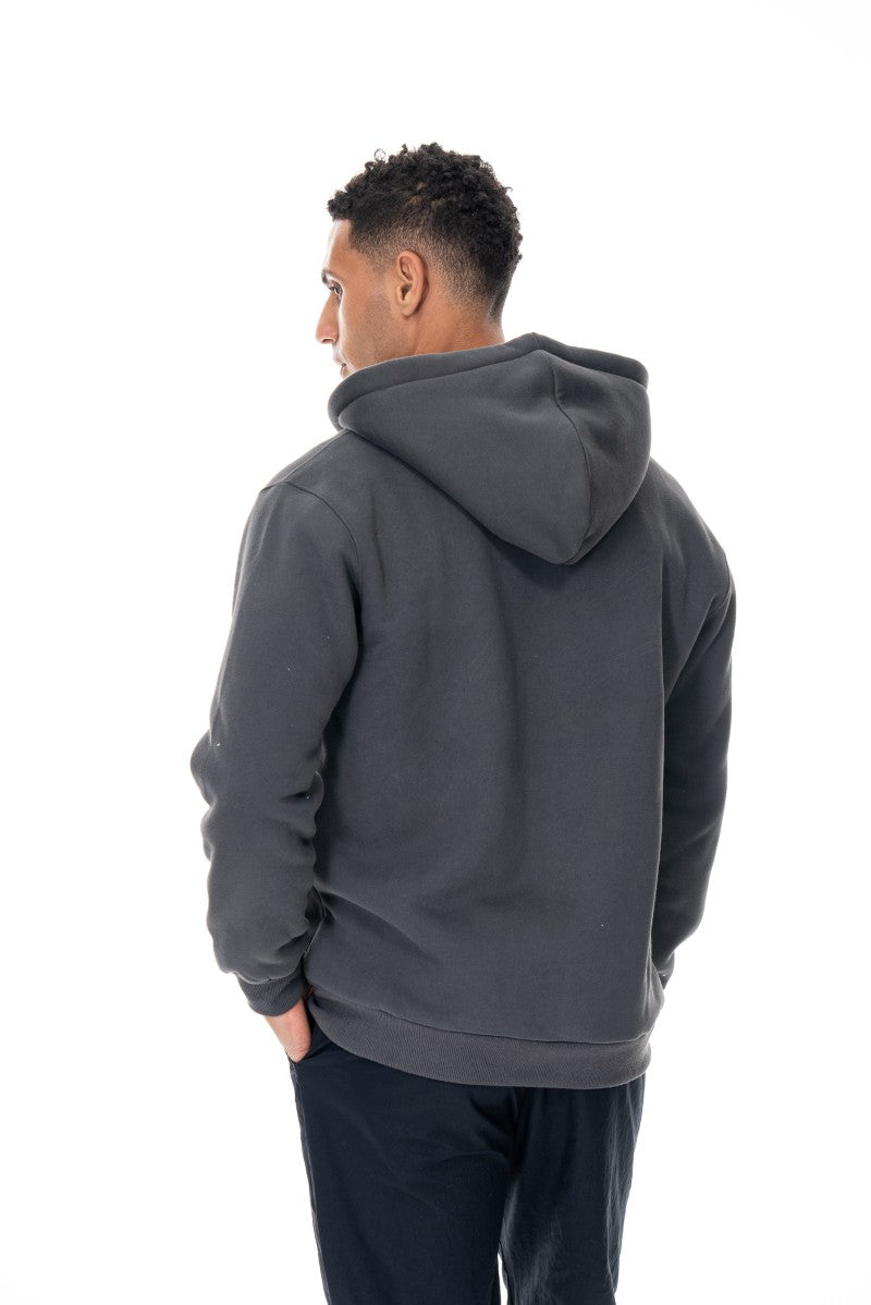 هودي قطني بسحاب - رمادي داكن