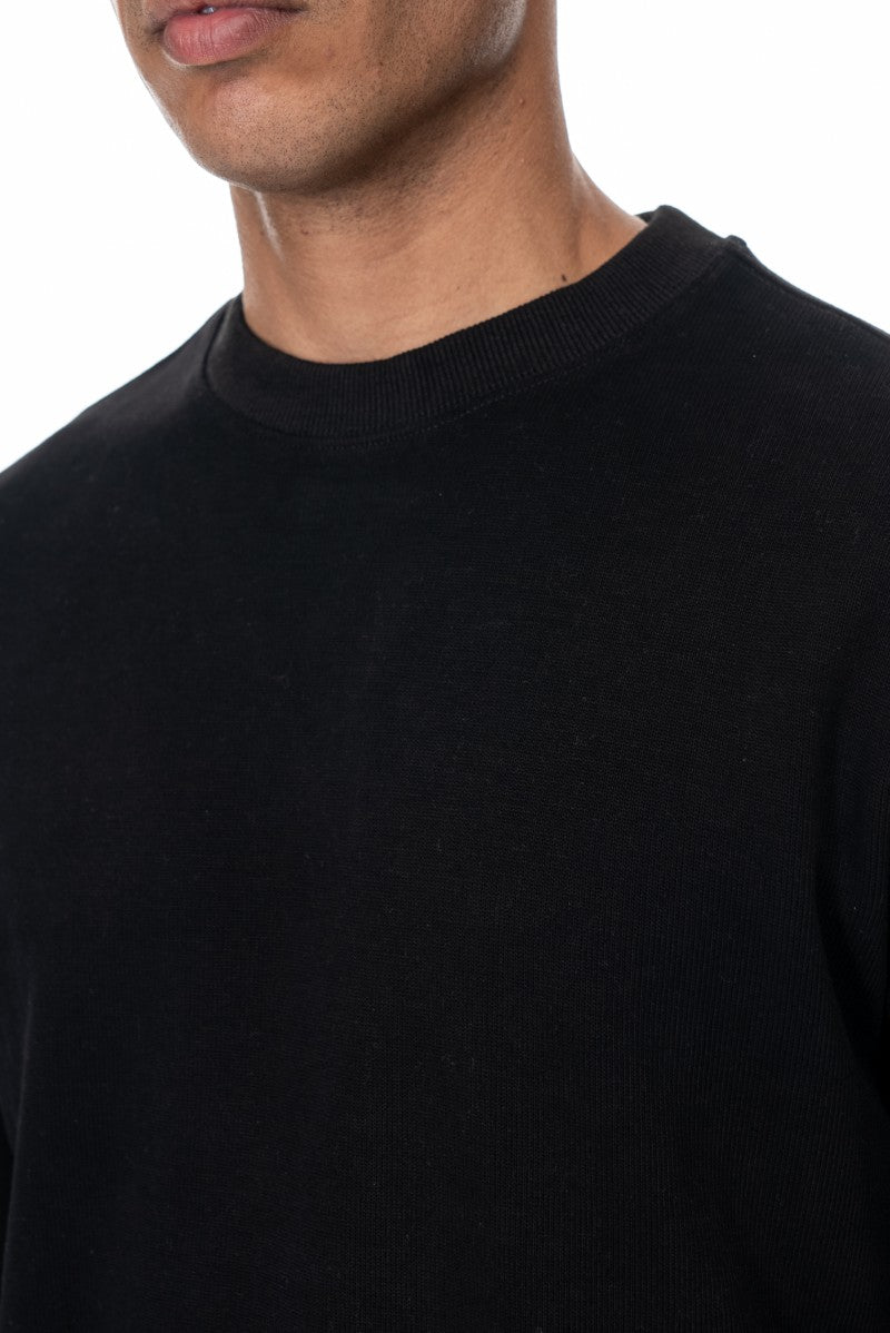 طقم سويت شيرت وبنطال رياضي أساسي - أسود