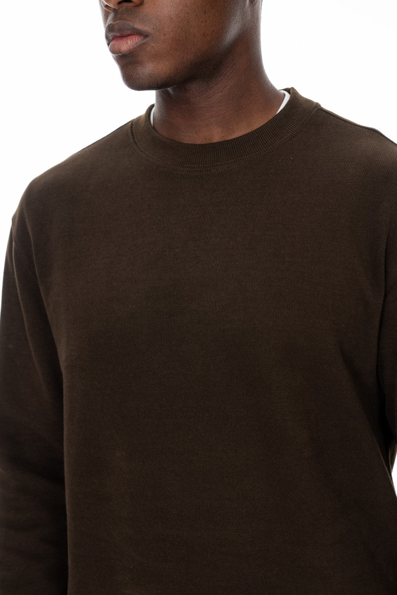 طقم سويت شيرت وبنطال رياضي أساسي - بني