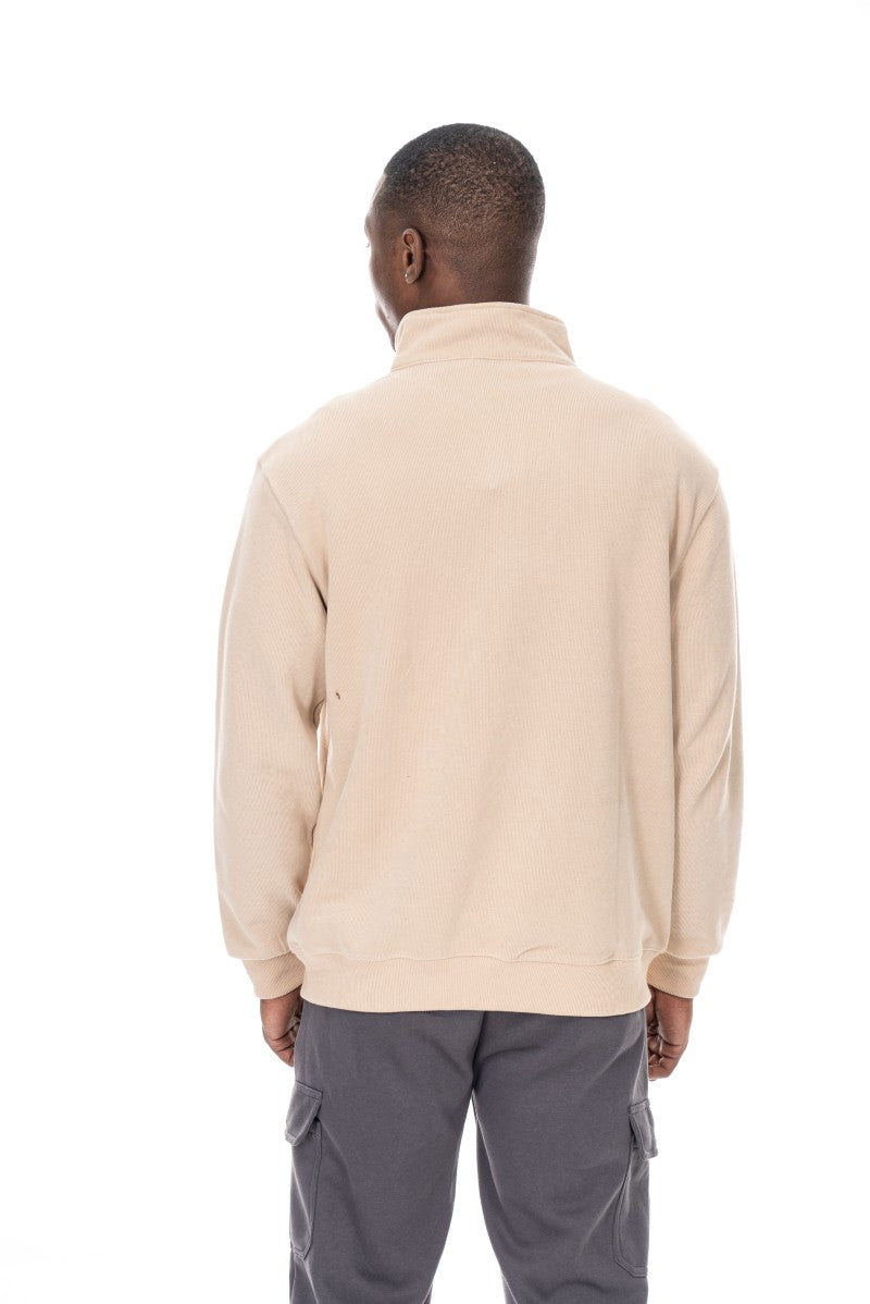 سويت شيرت أساسي بنصف سحاب - بيج