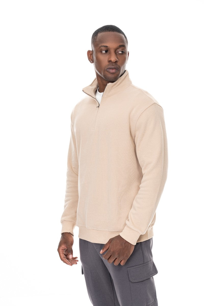 سويت شيرت أساسي بنصف سحاب - بيج