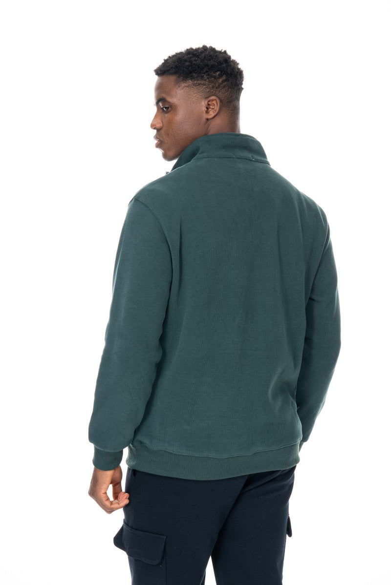 سويت شيرت أساسي بنصف سحاب - أخضر داكن