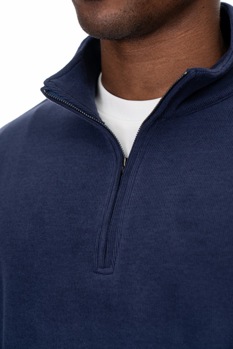 سويت شيرت أساسي بنصف سحاب - كحلي